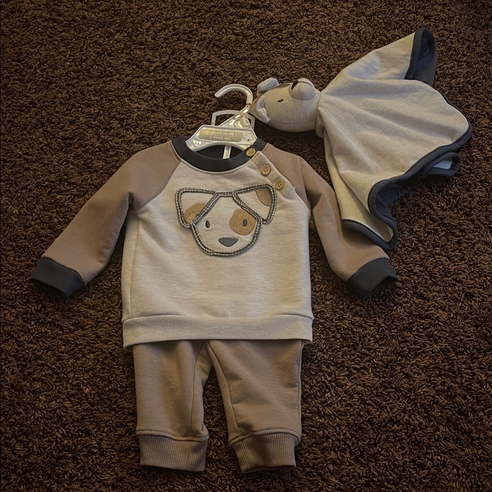 Tahari Kids Matching Set - Brown and Cream